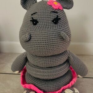 Handmade Crochet Hippo stacking toy